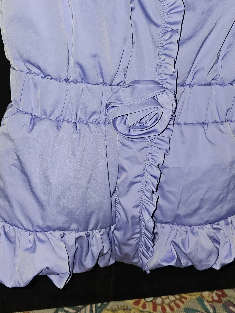 Lilly Pulitzer XL 12/14 Lavender Ruffled Puffer Vest with Rosette